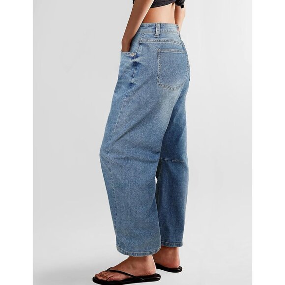 Leopard Wide Leg Pants Cotton Mid Rise Casual Street Wear Women - Picture 2 of 5